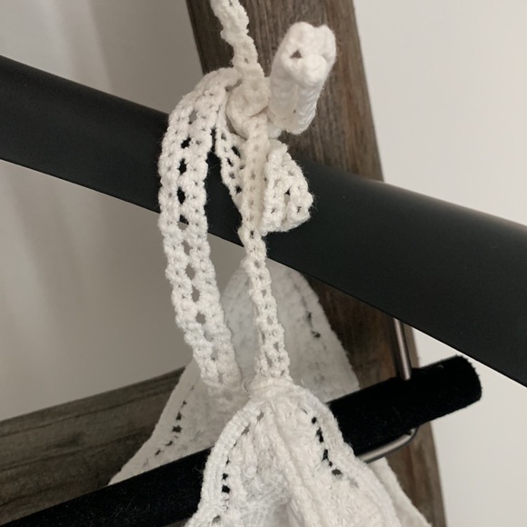Crochet White Crop Top, Cover Up / Size S - Picture 8 of 12